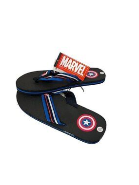 Men's Captain America Flip Flops Size Large XL 12-13 Thongs Marvel Comics New